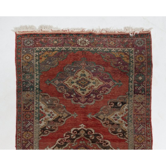 Hand-Knotted Vintage Anatolian Runner Rug. Tribal Style Hallway Runner