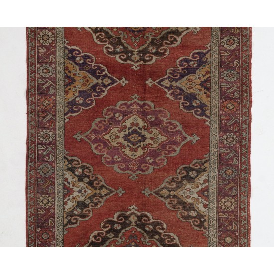 Hand-Knotted Vintage Anatolian Runner Rug. Tribal Style Hallway Runner