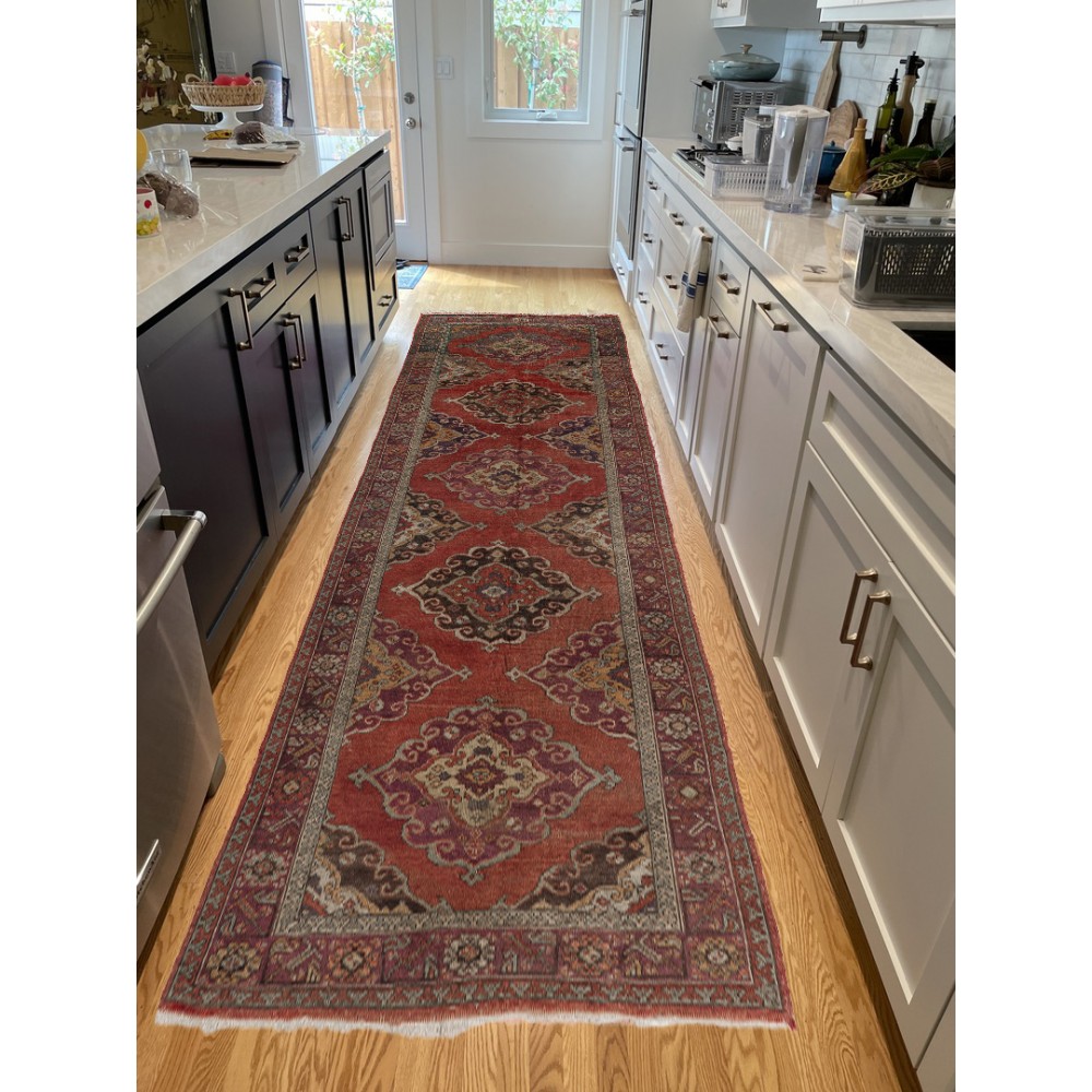 Vintage Handmade Hallway Runner. Kitchen Rug. Corridor Rug. Stair Rug