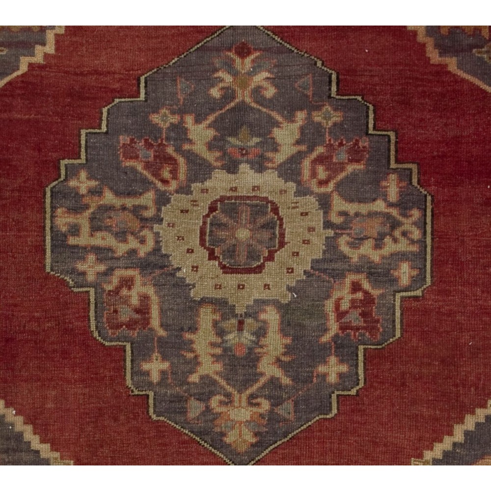 Vintage Rug from a Turkish Village. 100% Soft Wool. Red, Gray, Beige