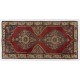 Vintage Rug from a Turkish Village. 100% Soft Wool. Red, Gray, Beige