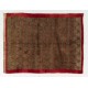 Handmade Camel & Red Wool Tulu Rug with Floral Lattice Design.