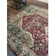 Vintage Hand-Knotted Turkish Floral Medallion Rug in Red, Ivory and Sage Green Vintage Hand-Knotted Turkish Floral Medallion Rug in Red, Ivory and Sage Green