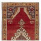One-of-a-Kind Vintage Handmade Turkish Rug in Red, Indigo and Marigold