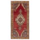 One-of-a-Kind Vintage Handmade Turkish Rug in Red, Indigo and Marigold