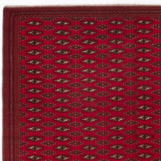 Fine Vintage Handmade Turkoman Rug from Central Asia. Wool Carpet in Red Color