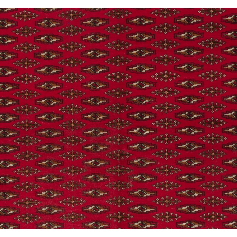 Fine Vintage Handmade Turkoman Rug from Central Asia. Wool Carpet in Red Color