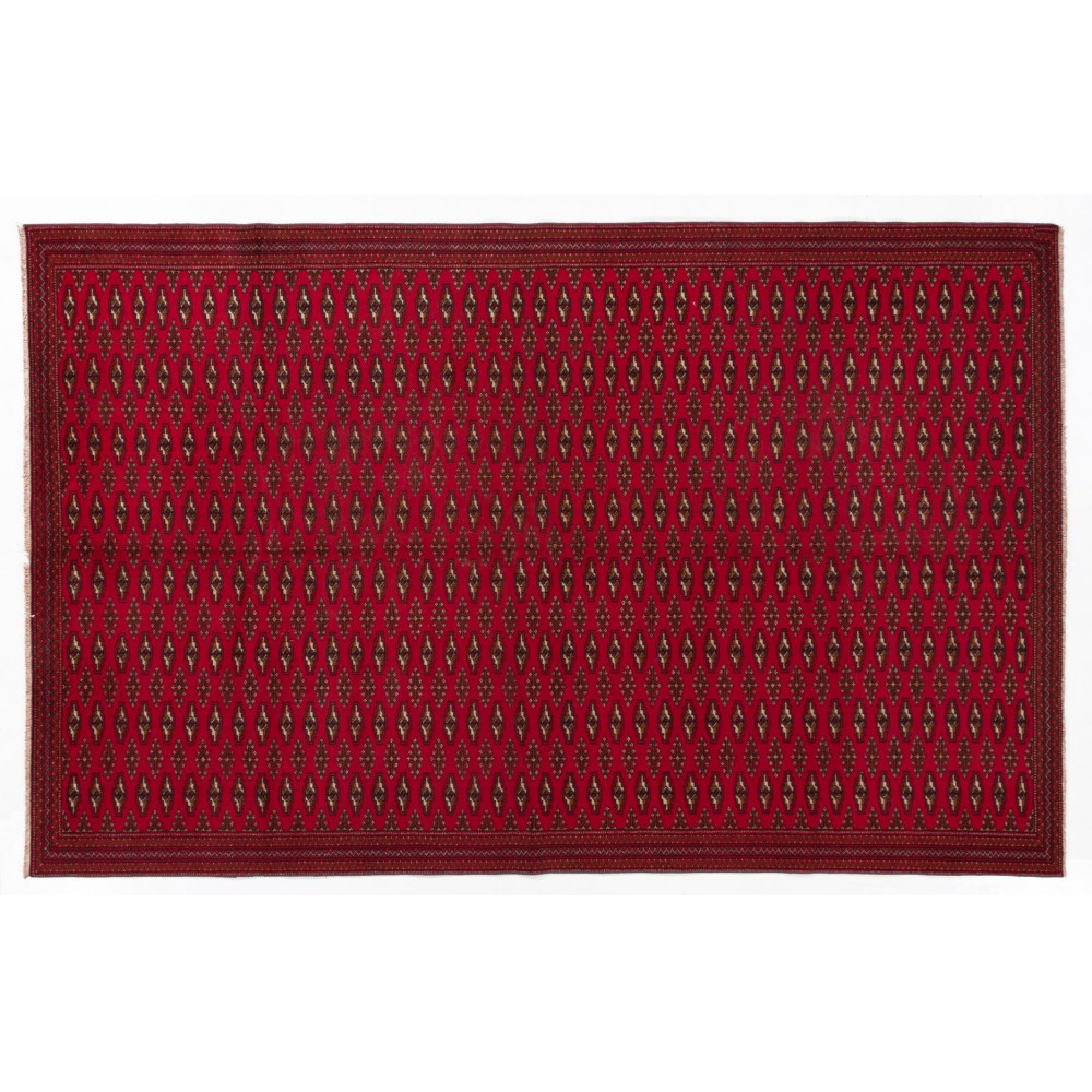 Fine Vintage Handmade Turkoman Rug from Central Asia. Wool Carpet in Red Color