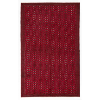 Fine Vintage Handmade Turkoman Rug from Central Asia. Wool Carpet in Red Color
