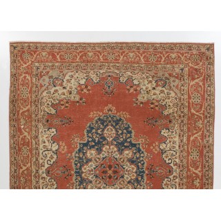 Room Size Vintage Hand Knotted Turkish Rug in Red with Floral Design Room Size Vintage Hand Knotted Turkish Rug in Red with Floral Design