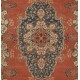Room Size Vintage Hand Knotted Turkish Rug in Red with Floral Design