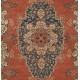 Room Size Vintage Hand Knotted Turkish Rug in Red with Floral Design