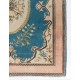 Vintage Turkish Floral Medallion Rug in Blue, Ivory and Dusty Rose. Hand-Knotted Living Room Carpet Vintage Turkish Floral Medallion Rug in Blue, Ivory and Dusty Rose. Hand-Knotted Living Room Carpet