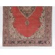 Vintage Handmade Turkish Red Large Area Rug with Medallion Design