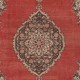 Vintage Handmade Turkish Red Large Area Rug with Medallion Design