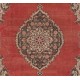 Vintage Handmade Turkish Red Large Area Rug with Medallion Design