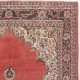 Vintage Hand-Knotted Turkish Floral Medallion Rug in Coral Red, Ivory and Charcoal Vintage Hand-Knotted Turkish Floral Medallion Rug in Coral Red, Ivory and Charcoal