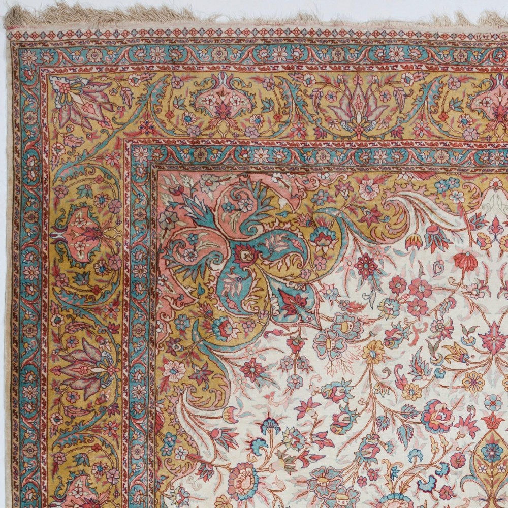 Fine Vintage Handmade Silk Turkish Kayseri Rug