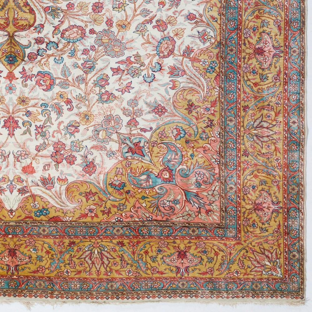 Fine Vintage Handmade Silk Turkish Kayseri Rug