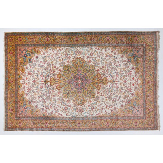 Fine Vintage Handmade Silk Turkish Kayseri Rug