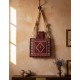 Rare Vintage Turkish Salt Bag. Decorative Handmade Wall Hanging in Red