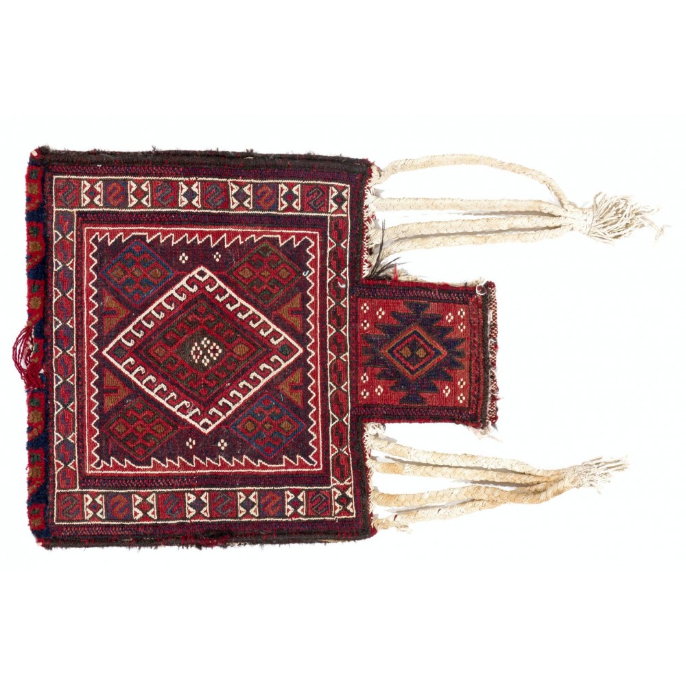 Rare Vintage Turkish Salt Bag. Decorative Handmade Wall Hanging in Red