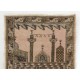 Vintage Handmade Anatolian Prayer Rug from Sille depicting a mosque decorated with Ramadan candle lights