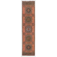 Vintage Handmade Anatolian Runner Rug. Unique Hallway Carpet