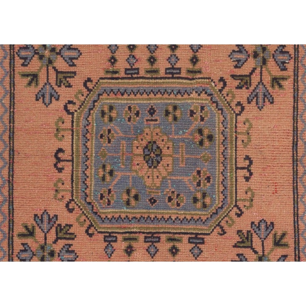 Vintage Handmade Turkish Runner. Unique Wool Hallway Carpet
