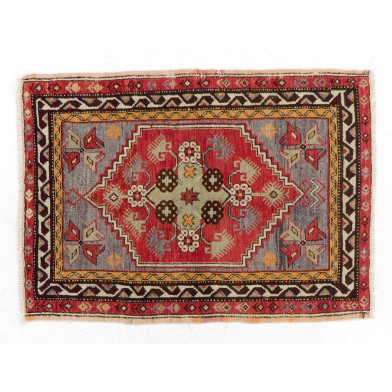 1950s Scatter Turkish "Dazkiri" Rug, Doormat, Wall Hanging, Seat