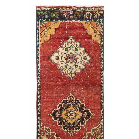 Hand-Kontted Vintage Central Anatolian Runner Rug