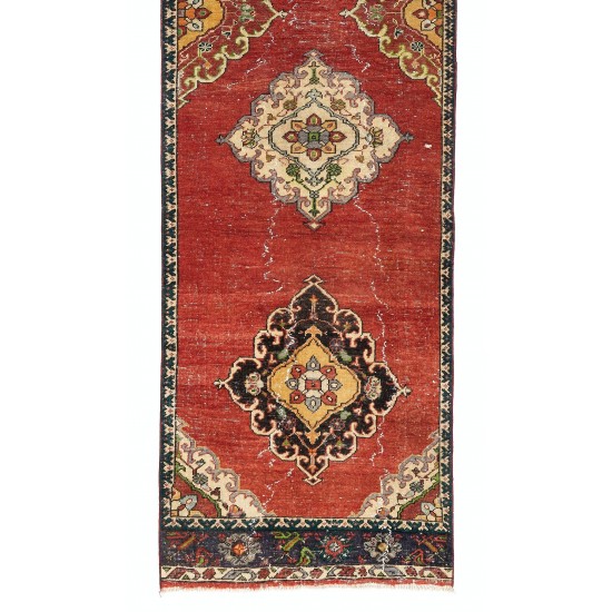 Hand-Kontted Vintage Central Anatolian Runner Rug