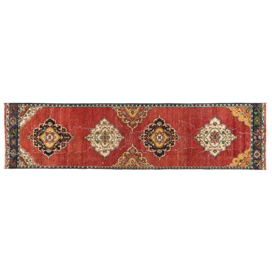 Hand-Kontted Vintage Central Anatolian Runner Rug