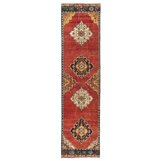 Hand-Kontted Vintage Central Anatolian Runner Rug Hand-Kontted Vintage Central Anatolian Runner Rug
