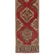 Vintage Handmade Oushak Runner Rug in Brick Red Color. Hand-knotted Wool Rug for Hallway