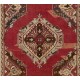 Vintage Handmade Oushak Runner Rug in Brick Red Color. Hand-knotted Wool Rug for Hallway