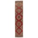 Vintage Handmade Oushak Runner Rug in Brick Red Color. Hand-knotted Wool Rug for Hallway
