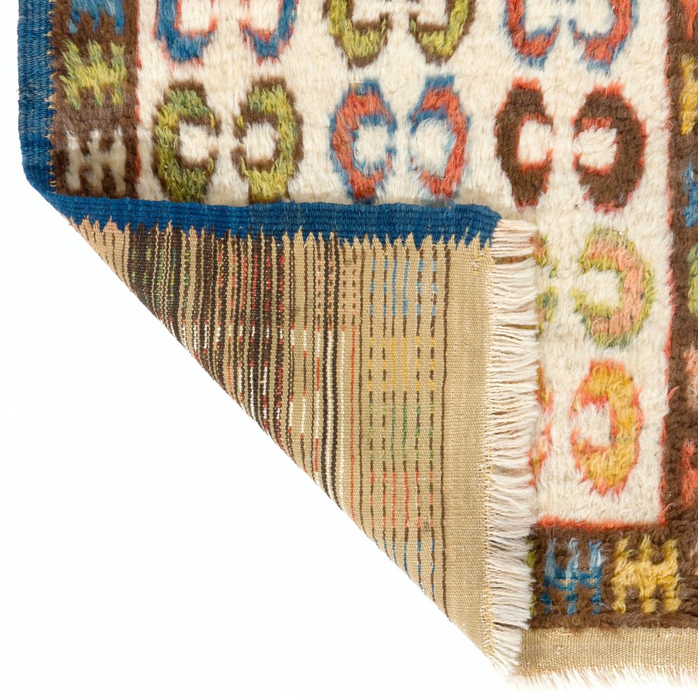 One-of-a-Kind Hand-Knotted "Tulu" Accent Rug from Konya. 100% Wool. Vintage Anatolian Seat Cover