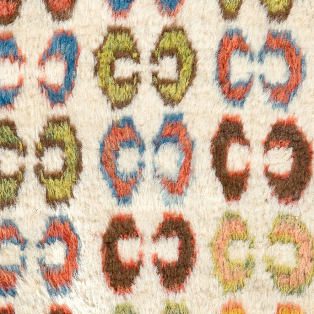 One-of-a-Kind Hand-Knotted "Tulu" Accent Rug from Konya. 100% Wool. Vintage Anatolian Seat Cover