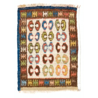 One-of-a-Kind Hand-Knotted "Tulu" Accent Rug from Konya. 100% Wool. Vintage Anatolian Seat Cover