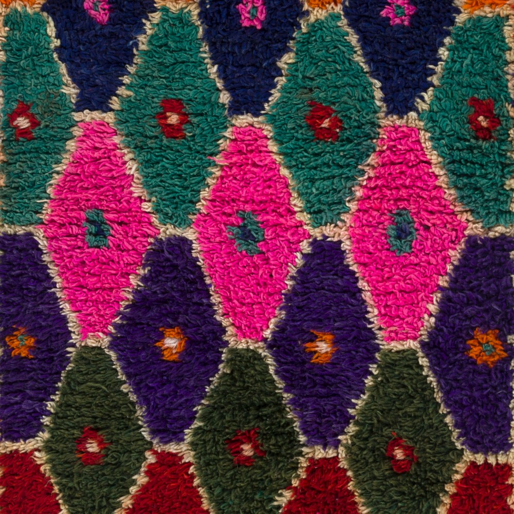 Multicolor Vintage Handmade Tulu Rug, Bohemian Eclectic Accent Rug, 100% Wool
