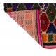Multicolor Handmade Tulu Rug Made of Wool. Vintage Bohemian Eclectic Style Accent Rug