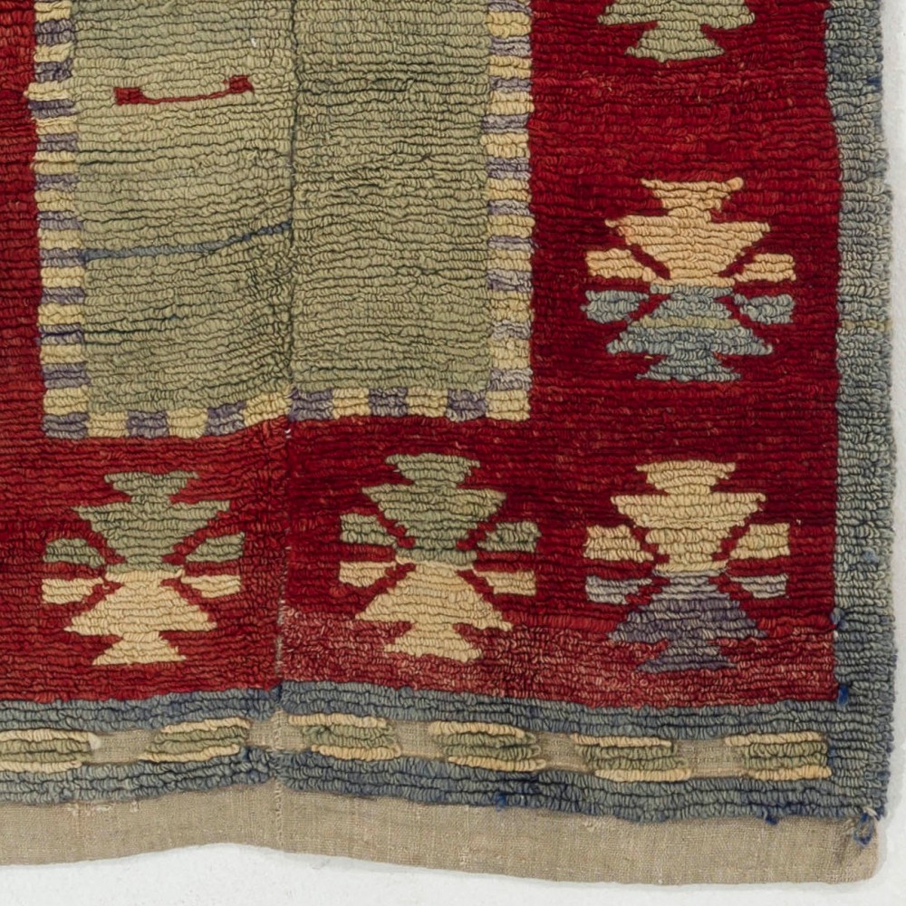 One-of-a-Kind Vintage Hand-Knotted Turkish Tulu Prayer Rug with Niche Design, 100% Wool One-of-a-Kind Vintage Hand-Knotted Turkish Tulu Prayer Rug with Niche Design, 100% Wool