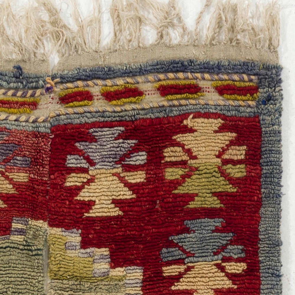 One-of-a-Kind Vintage Hand-Knotted Turkish Tulu Prayer Rug with Niche Design, 100% Wool One-of-a-Kind Vintage Hand-Knotted Turkish Tulu Prayer Rug with Niche Design, 100% Wool