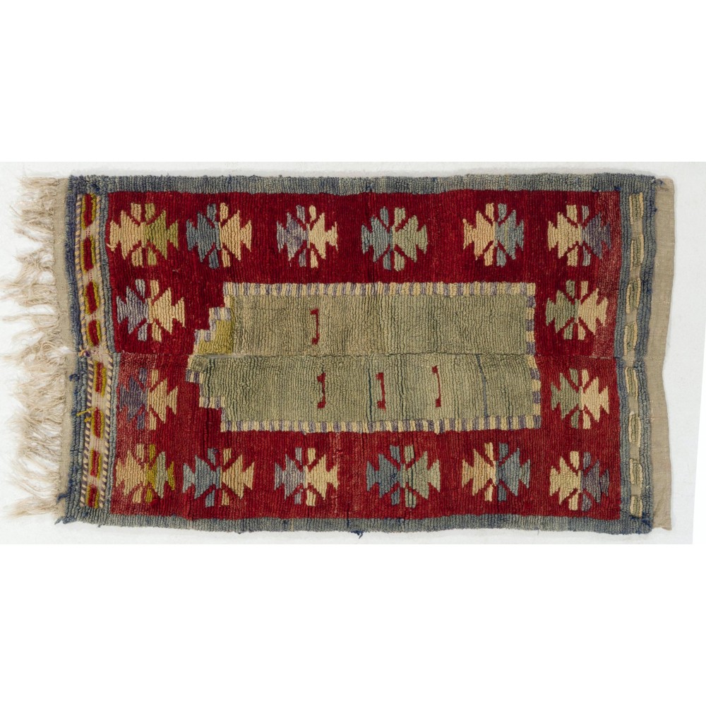 One-of-a-Kind Hand-knotted Vintage Tulu Rug from Central Turkey