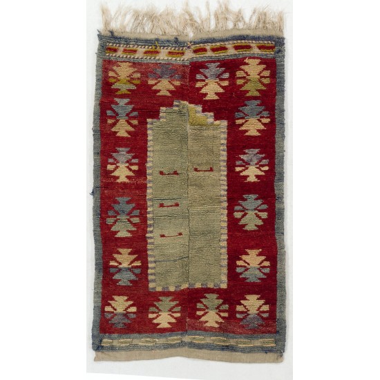 One-of-a-Kind Hand-knotted Vintage Tulu Rug from Central Turkey