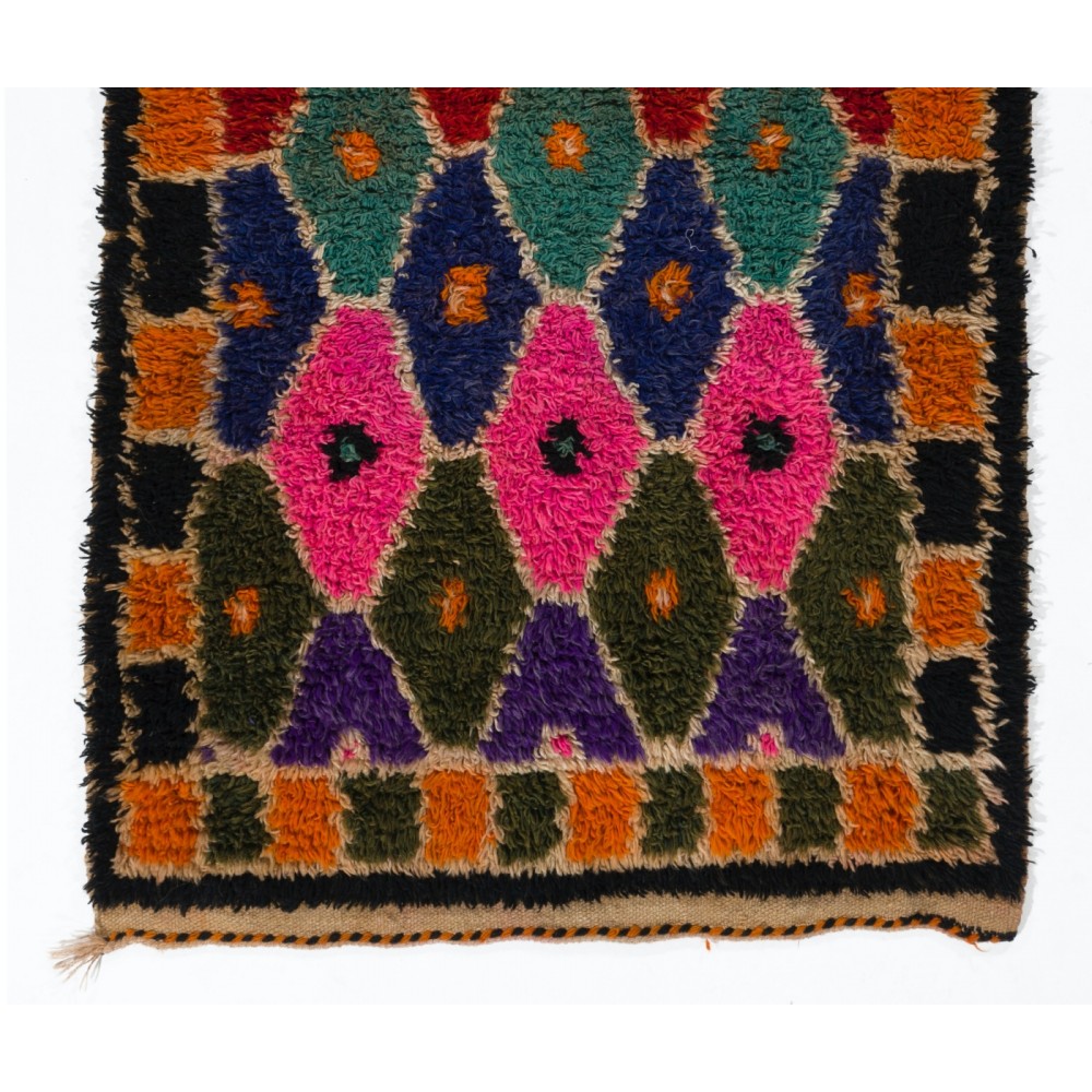 Vintage Hand-knotted Wool Tulu Rug from Central Turkey in Bright Colors
