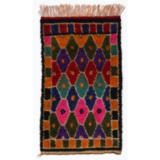 Vintage Hand-knotted Wool Tulu Rug from Central Turkey in Bright Colors