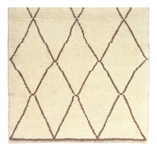 Modern Moroccan Rug, 100% Natural Undyed Wool, Custom Options Available