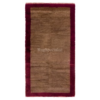 Hand-knotted Tulu Rug with Brown Field & Red Border. 100% Wool. Custom Options Available